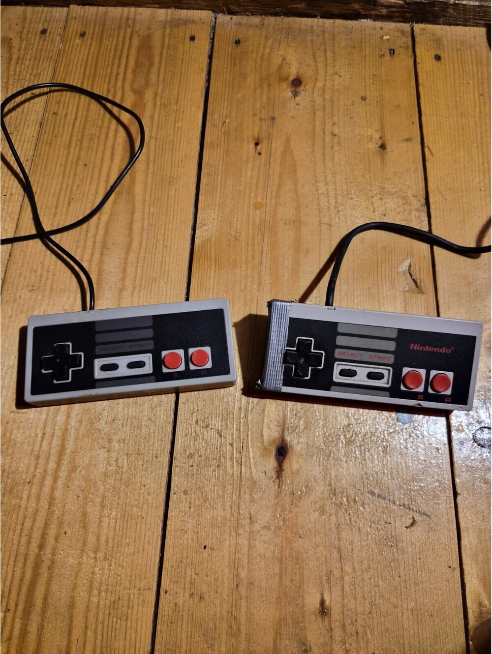 2 NES Controllers One Official One Offbrand